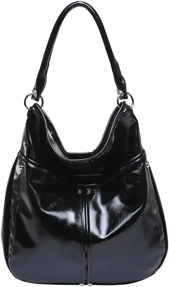 Slouchy PU Leather Crescent Hobo Bags Women Trendy Crossbody Purse Shoulder Bag Top-handle Satchels Travel Tote Handbag