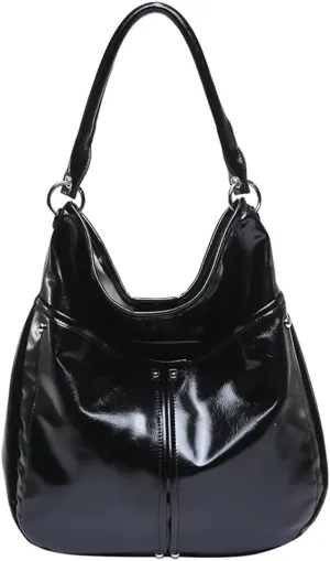 Slouchy PU Leather Crescent Hobo Bags Women Trendy Crossbody Purse Shoulder Bag Top-handle Satchels Travel Tote Handbag