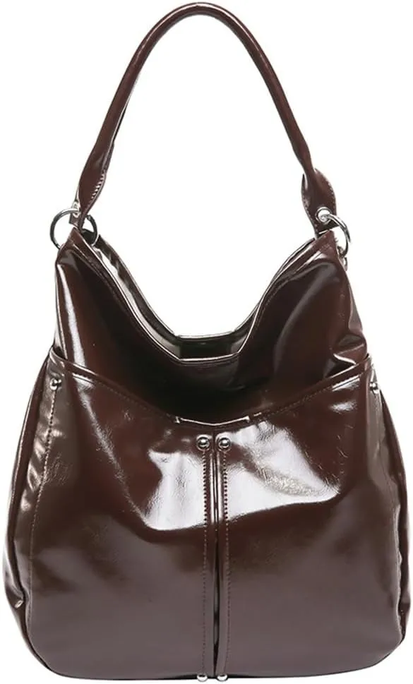 Slouchy PU Leather Crescent Hobo Bags Women Trendy Crossbody Purse Shoulder Bag Top-handle Satchels Travel Tote Handbag