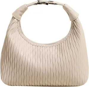 Slouchy PU Leather Crescent Hobo Bags Women Trendy Underarm Shoulder Bag Top-Handle Tote Handbag Cute Crossbody Purse