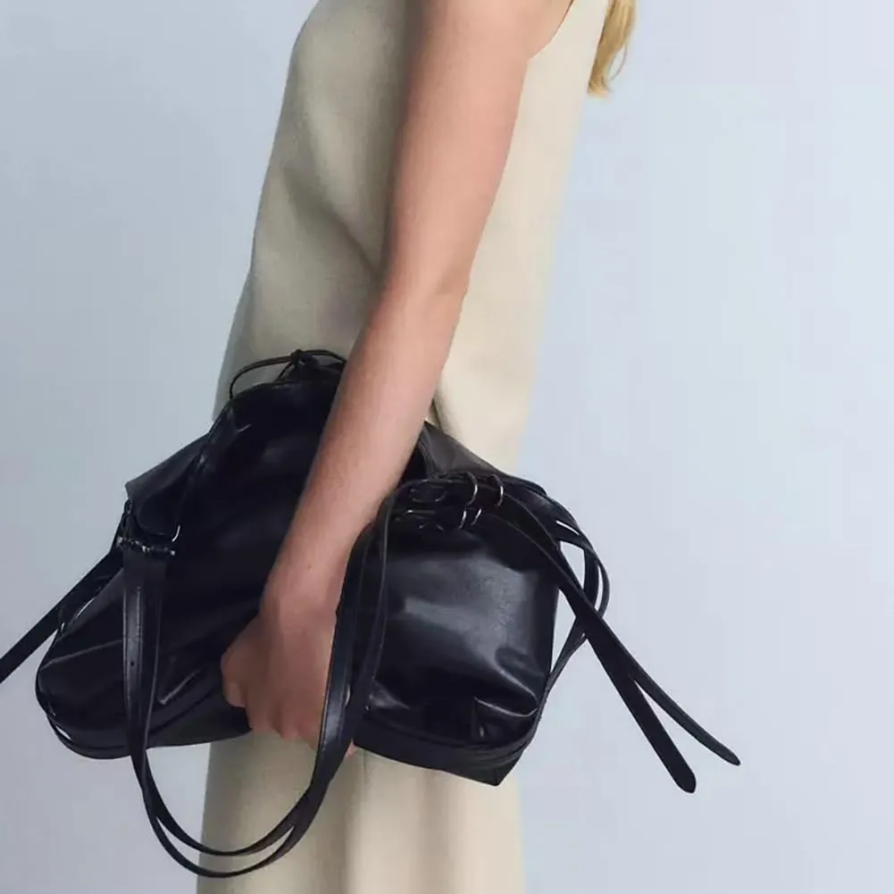 Slouchy PU Leather Underarm Crescent Hobo Bags Women Trendy Shoulder Satchels Bag Crossbody Purse Top-handle Tote Handbag