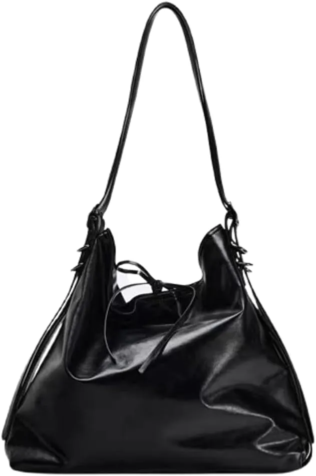 Slouchy PU Leather Underarm Crescent Hobo Bags Women Trendy Shoulder Satchels Bag Crossbody Purse Top-handle Tote Handbag