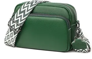 Small Crossbody Bag for Women Genuine leather Crossbody Purses with Wide Guitar Strap Shoulder Handbag Satchel