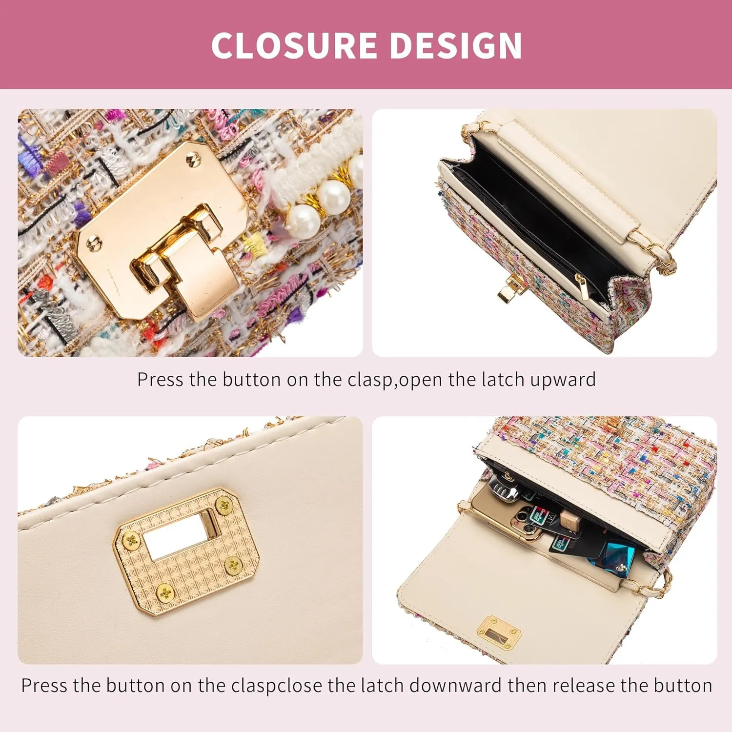 Small Crossbody Bags for Women Leather Shoulder Bag with Chain Strap Trendy Clutch Satchel Ladies pearl Evening Bags