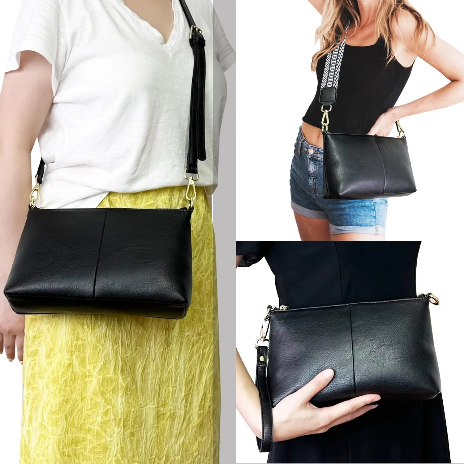 Small Crossbody Clutch Purses Bags for Women Wristlet Wallet Vegan Shoulder Handbags Guitar Strap   Leather Strap