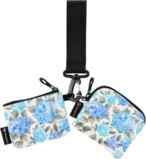 Small Wallet for Women Chic Blue Hydrangea Flowers Zip Around Dual Pouch Wristlet Wallets for Women Portable Card Wallet