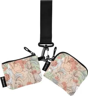 Small Wallet for Women Modern Abstract Female Faces Zip Around Dual Pouch Wristlet Wallets for Women Portable Card Wallet