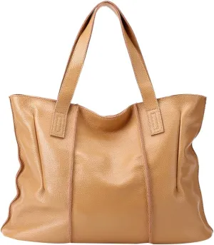 Soft Genuine Leather Tote Bags for Women Large Capacity Handbags Ladies Top Handle Satchel Trendy Working Shoulder Bags