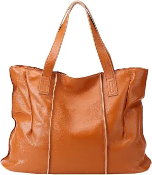 Soft Genuine Leather Tote Bags for Women Large Capacity Handbags Ladies Top Handle Satchel Trendy Working Shoulder Bags