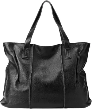 Soft Genuine Leather Tote Bags for Women Large Capacity Handbags Ladies Top Handle Satchel Trendy Working Shoulder Bags