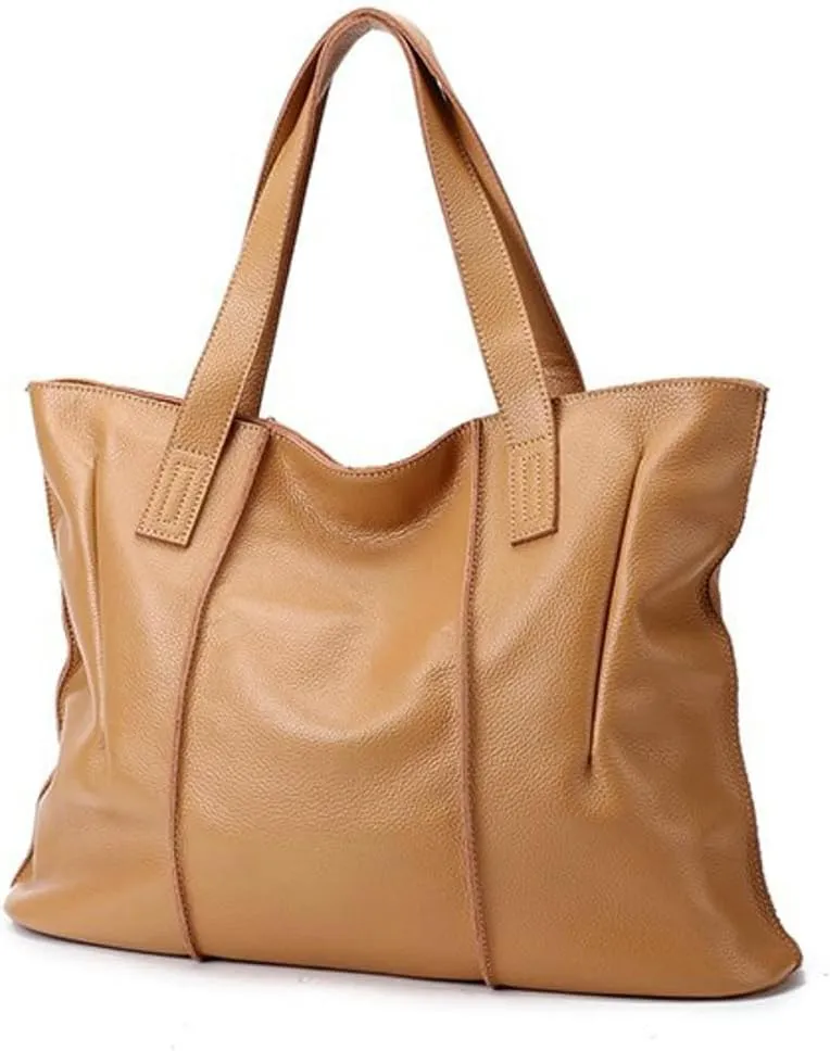 Soft Genuine Leather Tote Bags for Women Large Capacity Handbags Ladies Top Handle Satchel Trendy Working Shoulder Bags