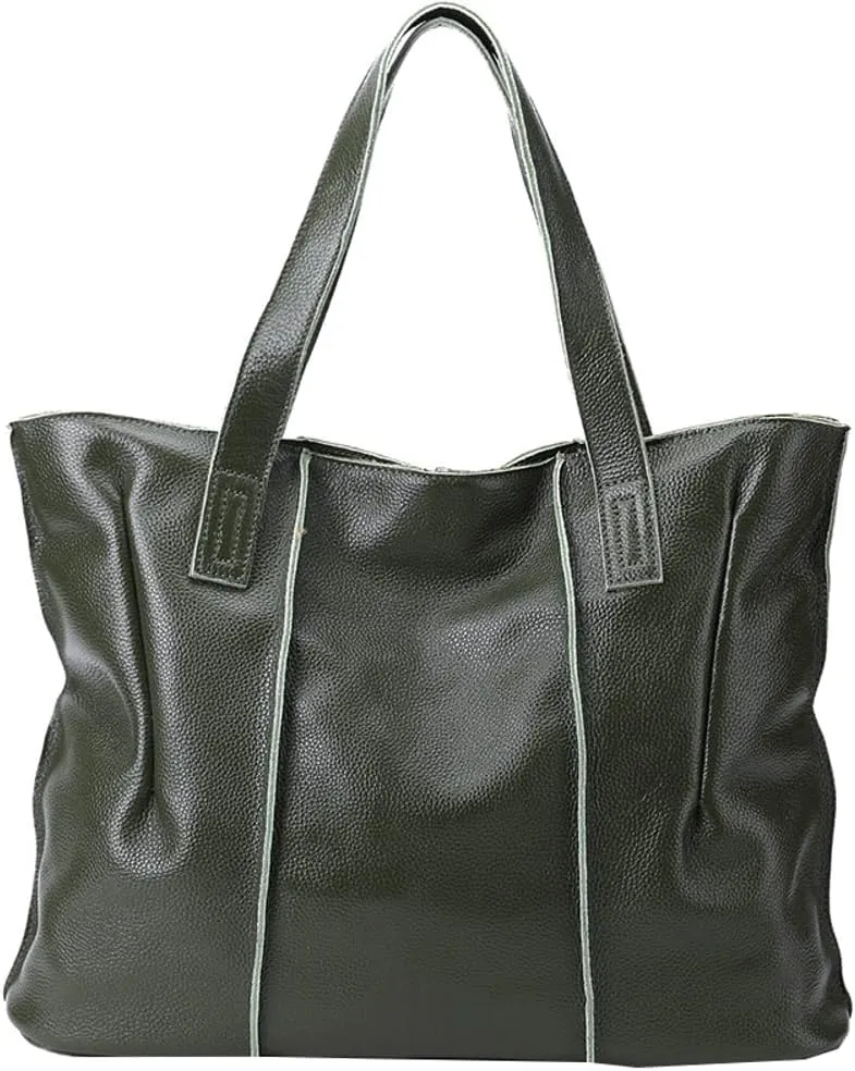 Soft Genuine Leather Tote Bags for Women Large Capacity Handbags Ladies Top Handle Satchel Trendy Working Shoulder Bags
