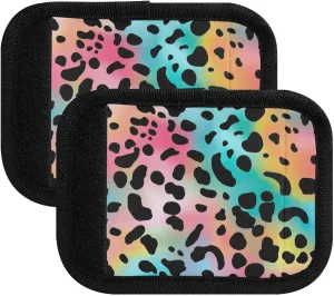 SPRIPORT Modern Leopard Fashion 2 Pack Luggage Handle Wraps for Suitcase Identifier Luggage Makers Covers with ID Tag Handle Protective Cover for Travel Flying Airplane Shopping Bag Handbag Wallet