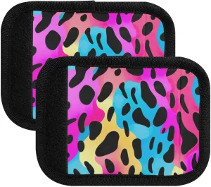 SPRIPORT Rainbow Leopard Modern 2 Pack Luggage Handle Wraps for Suitcase Identifier Luggage Makers Covers with ID Tag Soft Handle Covers for Travel Flying Airplane Shopping Bag Handbag Wallet