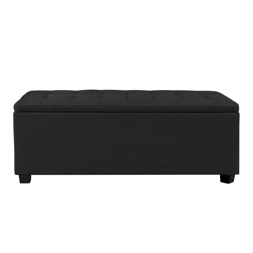 Storage Ottoman Blanket Box Black Fabric Footstool Chest Couch Seat Toy