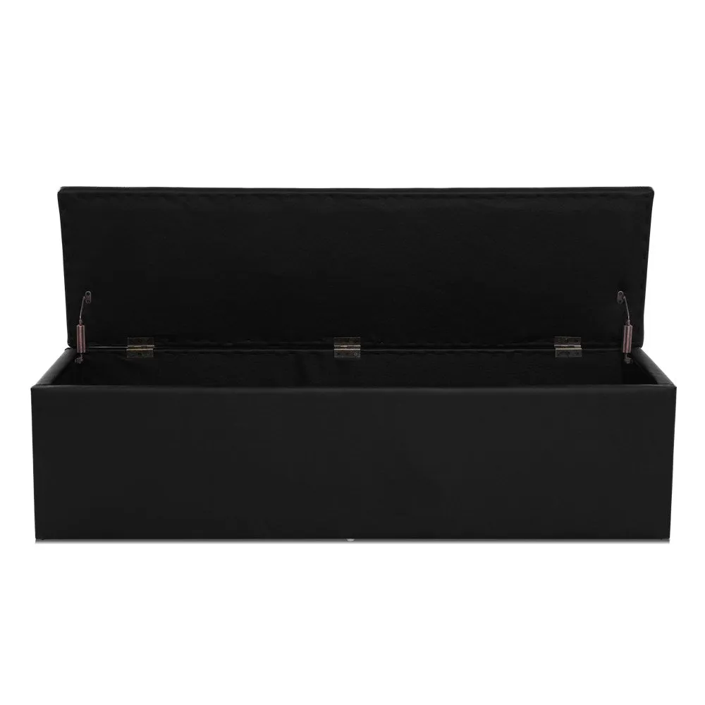 Storage Ottoman Blanket Box Black LARGE Leather Rest Chest Toy Foot Stool