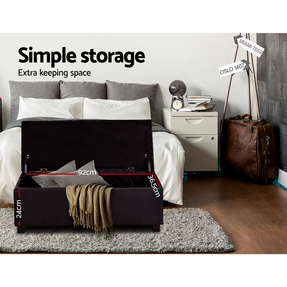 Storage Ottoman Blanket Box Footstool Leather Foot Stool Chest Toy Brown