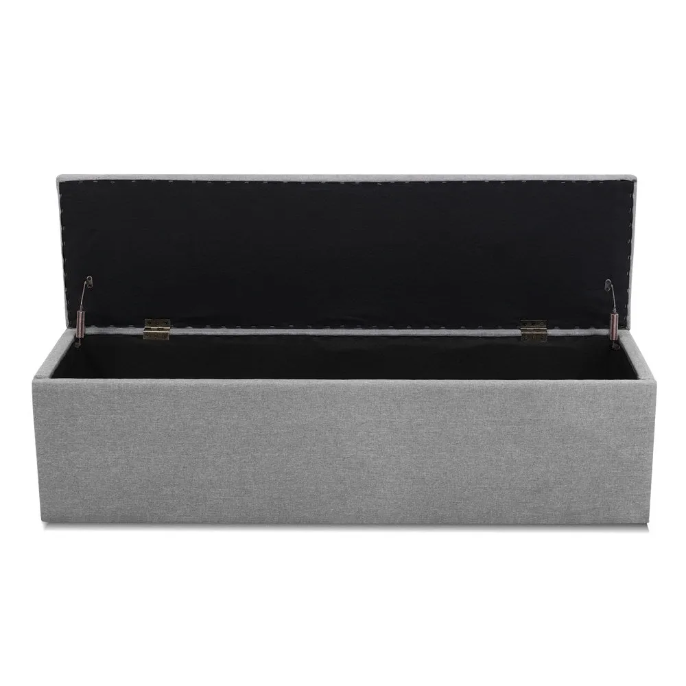 Storage Ottoman Blanket Box Grey LARGE Fabric Rest Chest Toy Foot Stool