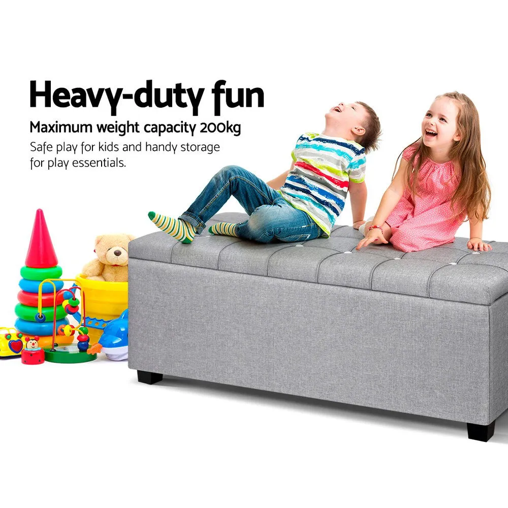 Storage Ottoman Footstool Blanket Box Foot Stool Bench Toy Seat Grey