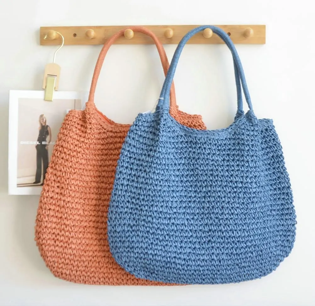 Straw Hobo Bag for Women Trendy Tote Bags Woven Shoulder Bag Large Summer Beach Handbag Purse