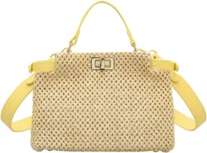 Straw Purses for Women 2024 Beach Bag for Women Small Tote Bag Straw Shoulder Bag Chic Handbag Satchel Crossbody Bag Purses