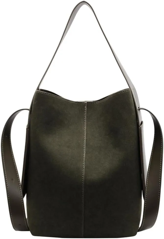 Stylish Bucket Bag with Adjustable Strap PU Leather Shoulder Crossbody Bags Casual Satchel Purse for Work or Travel