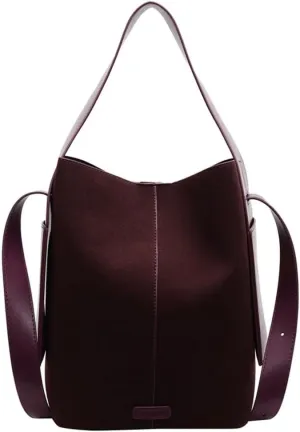 Stylish Bucket Bag with Adjustable Strap PU Leather Shoulder Crossbody Bags Casual Satchel Purse for Work or Travel