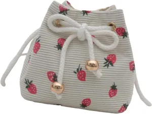 Stylish Corduroy Crossbody Bag With Strawberry Designs Bucket Bags Shoulder Purse For Casual Outings And Shopping