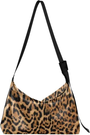 Stylish Leopard Skin Hobo Crossbody Bags for Women Leather Large Shoulder Bag Cross Body Wild Animal Trendy Womens Tote Bags Handbag for Travel Shopping
