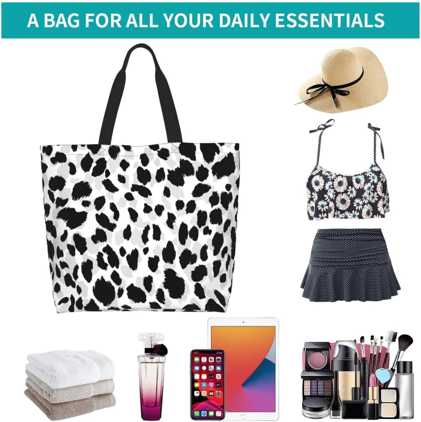 Stylish Print Tote Bag Extra Large Reusable Grocery Shopping Shoulder Tote Bag Portable Storage Handbag
