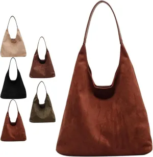 Suede Hobo Bags for Women, Brown Suede Handbag, Suede Slouchy Bag Hobo Handbag, Travel Shopping Bag(Brown)