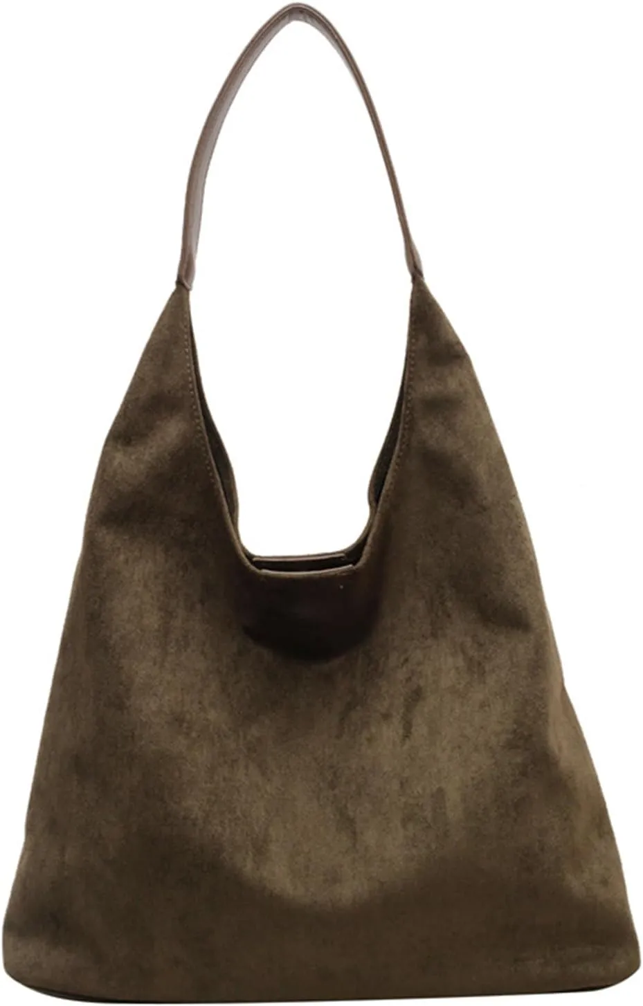 Suede purses for Women 2024 Slouchy Shoulder Bags Soft Leather hobo bag Brown Tote Handbag for Work Everyday