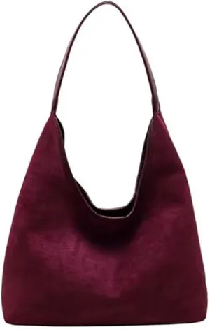 Suede purses for Women 2024 Slouchy Shoulder Bags Soft Leather hobo bag Brown Tote Handbag for Work Everyday