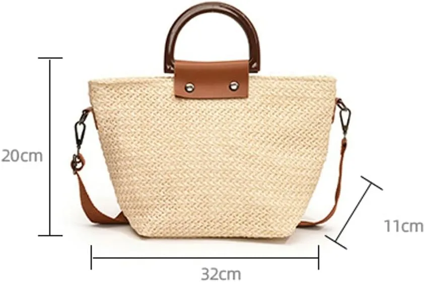 Summer Purses for Women 2025 Chic Top Handle Bag Straw Bag for Vacation Simple Crossbody Shoulder Purse with Adjustable Strap