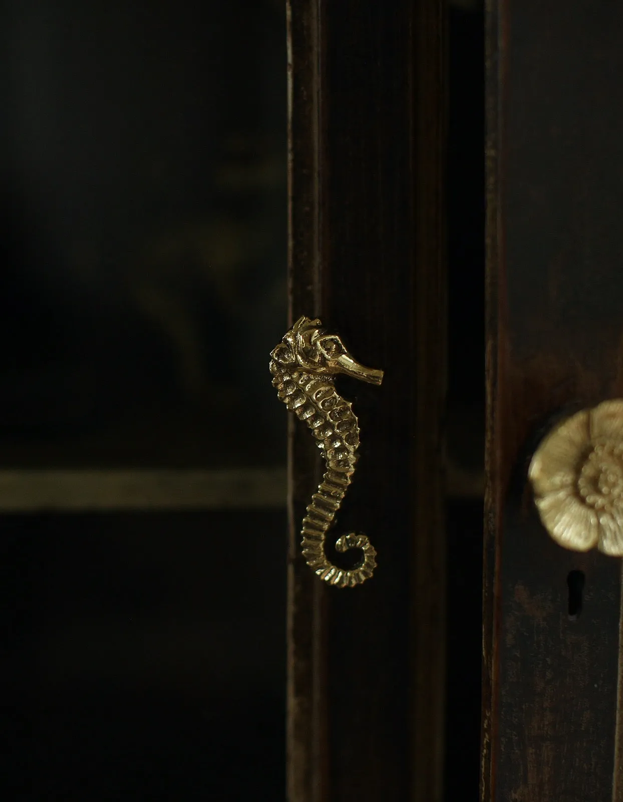 Susie Seahorse Brass Doorknob