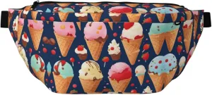 Sweet Ice Cream Stylish Crossbody Waist Pack - Versatile And Compact Travel Pouch For Hands-Free Storage, Black, PBYB-12185A