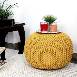 Tanishkam Home Décor Pouffe for Living Room: Yellow