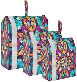 Teal Ceramic Tiles Talavera Packing Cubes for Travel 3 Set Travel Compression Bags Luggage Bags Organizer for Travel Essentials