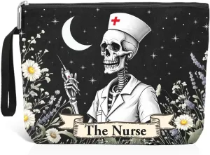 The Nurse Makeup Bag, Funny Skeleton Cosmetic Bag for Night Shift Nurse Student Nursing, Nurse Gifts for Women, Nurse Graduation Gifts, Nurses Week Appreciation Gifts
