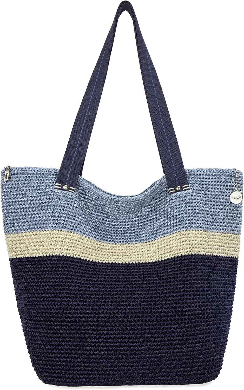 The Sak Mendocino Recycled Large Tote, Roomy Hobo Bag with Dual Shoulder Straps, Arctic Blue Block