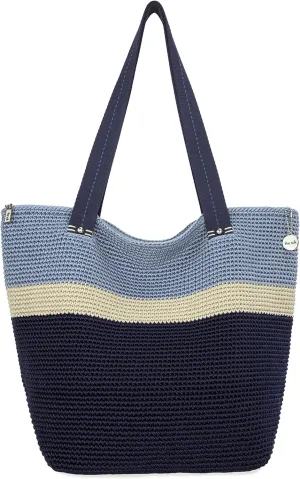 The Sak Mendocino Recycled Large Tote, Roomy Hobo Bag with Dual Shoulder Straps, Arctic Blue Block