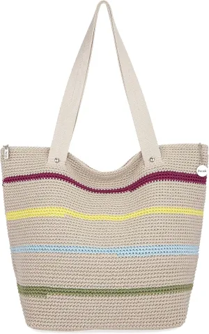 The Sak Mendocino Recycled Large Tote, Roomy Hobo Bag with Dual Shoulder Straps, Ecru Playa