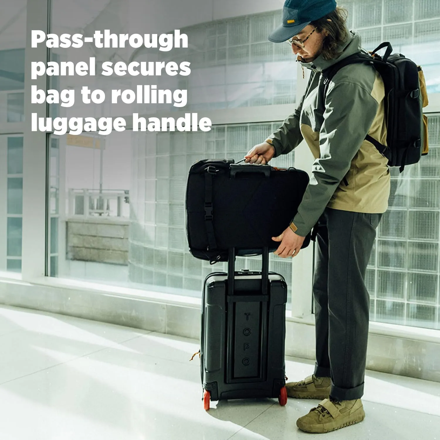 Topo Designs Global Travel Bag 30-40 Liter - Carry-on Compliant Versatile Pack, 3 Carry Options, External Laptop Sleeve (Original, 30L, Pine)