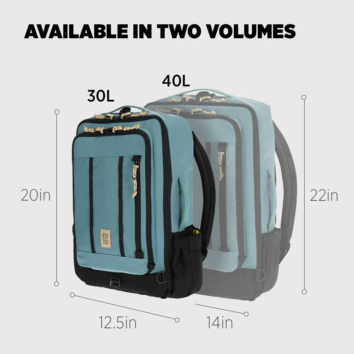 Topo Designs Global Travel Bag 30-40 Liter - Carry-on Compliant Versatile Pack, 3 Carry Options, External Laptop Sleeve (Original, 30L, Pine)