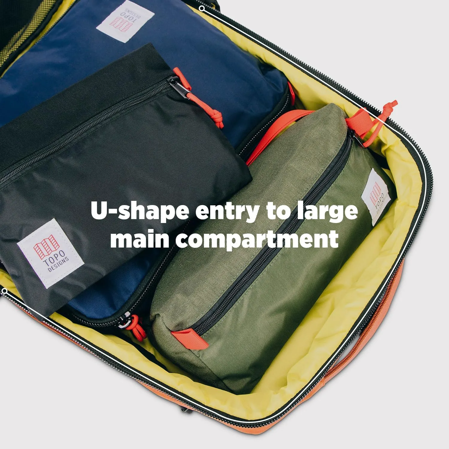 Topo Designs Global Travel Bag 30-40 Liter - Carry-on Compliant Versatile Pack, 3 Carry Options, External Laptop Sleeve (Original, 30L, Pine)