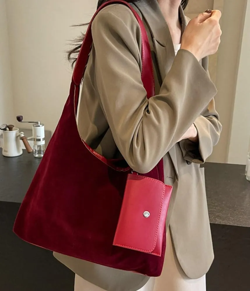Tote Bag for Women Suede Shoulder Bags Satchel and Purse Bag Soft Stylish Handbag Dating Work Shopping
