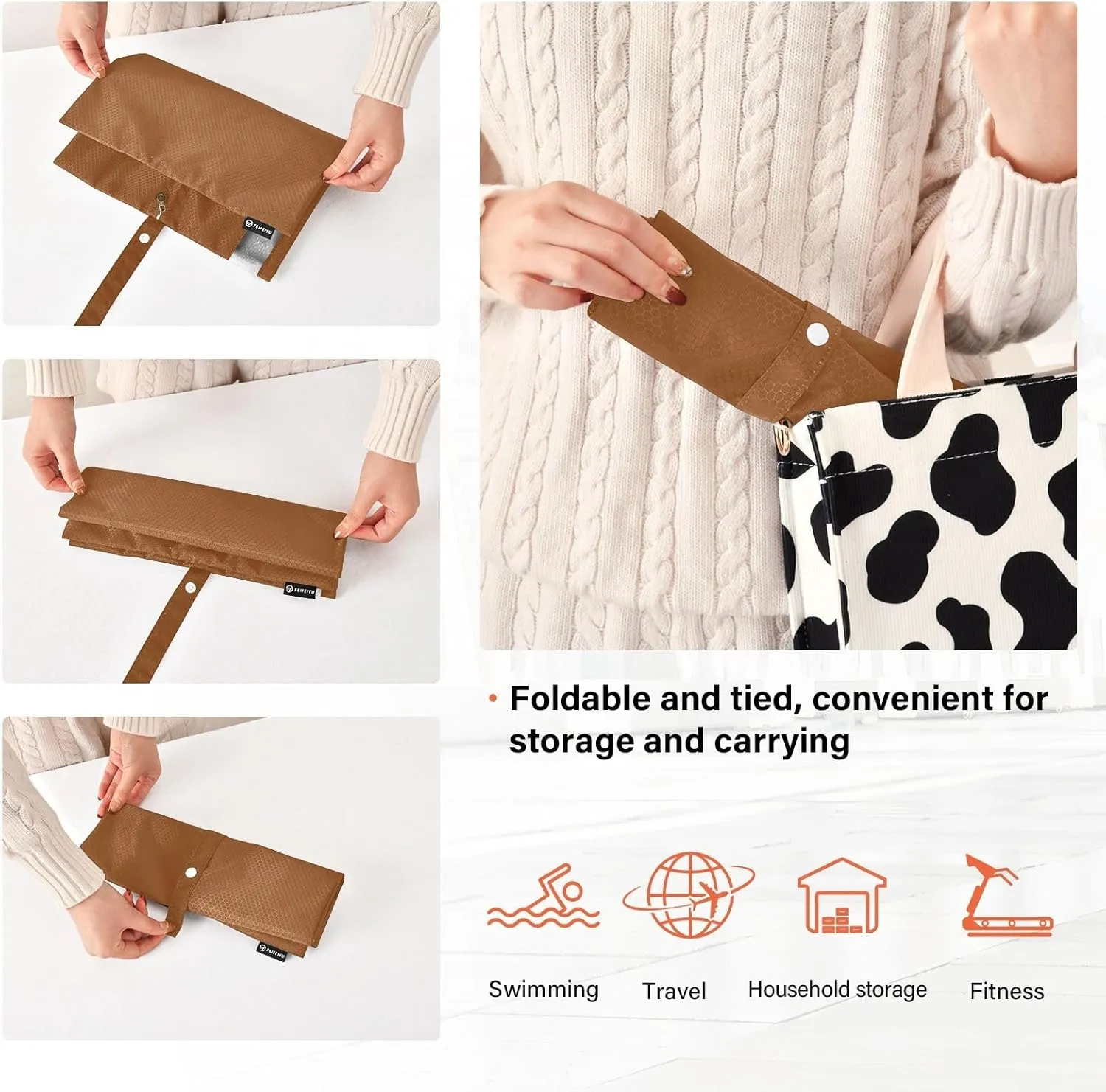 Travel Packing Bags Saddle Brown Foldable Suitcase Organizer Bags Set Luggage Packing Organizers