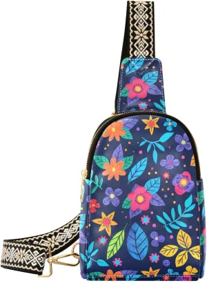 trendy Flowers bags for men leather cross body fanny pack for travel
