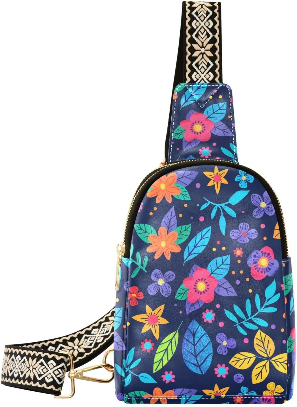 trendy Flowers bags for men leather cross body fanny pack for travel