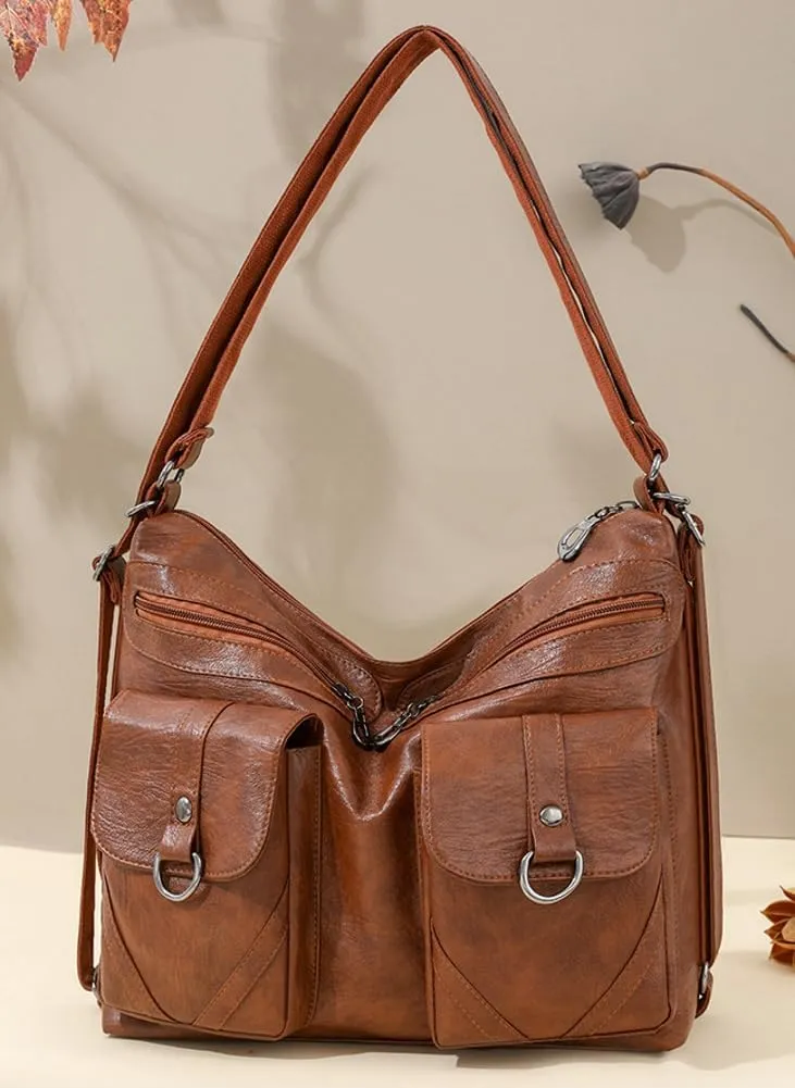 Trendy Hobo Shoulder Bags Women 2025 Spring Large Size Crossbody Purse Satchel Backpack Tote Handbags Multi-Pockets